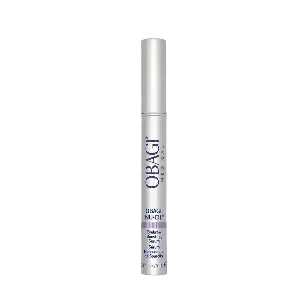 Obagi Nu-Cil Eyebrow Boosting Serum applicator tube on a white background.