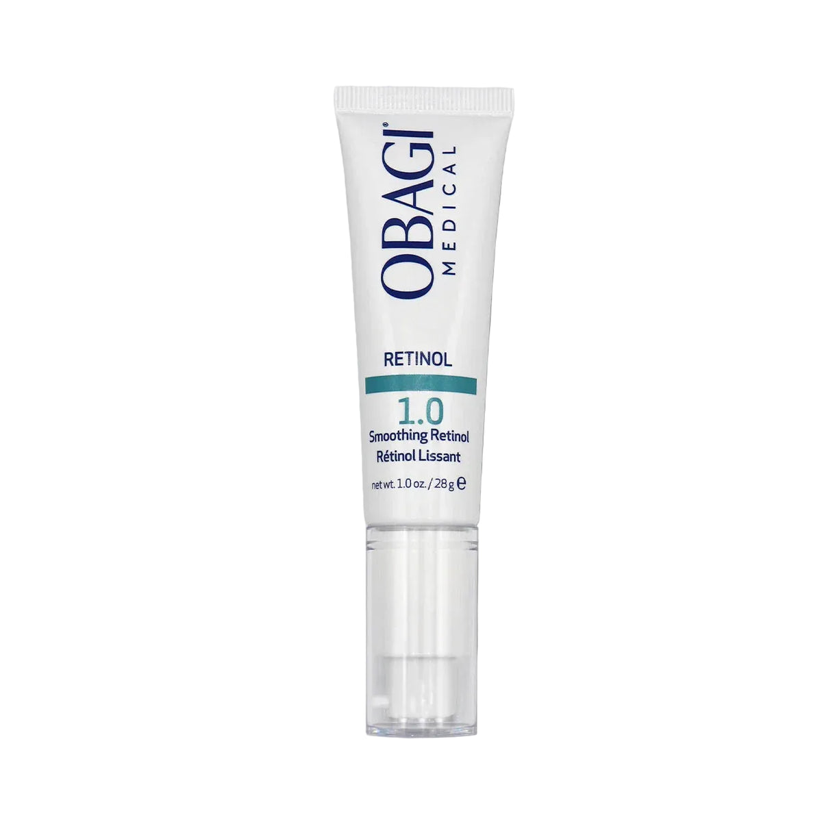 Obagi Medical Retinol 1.0 tube on a gray background