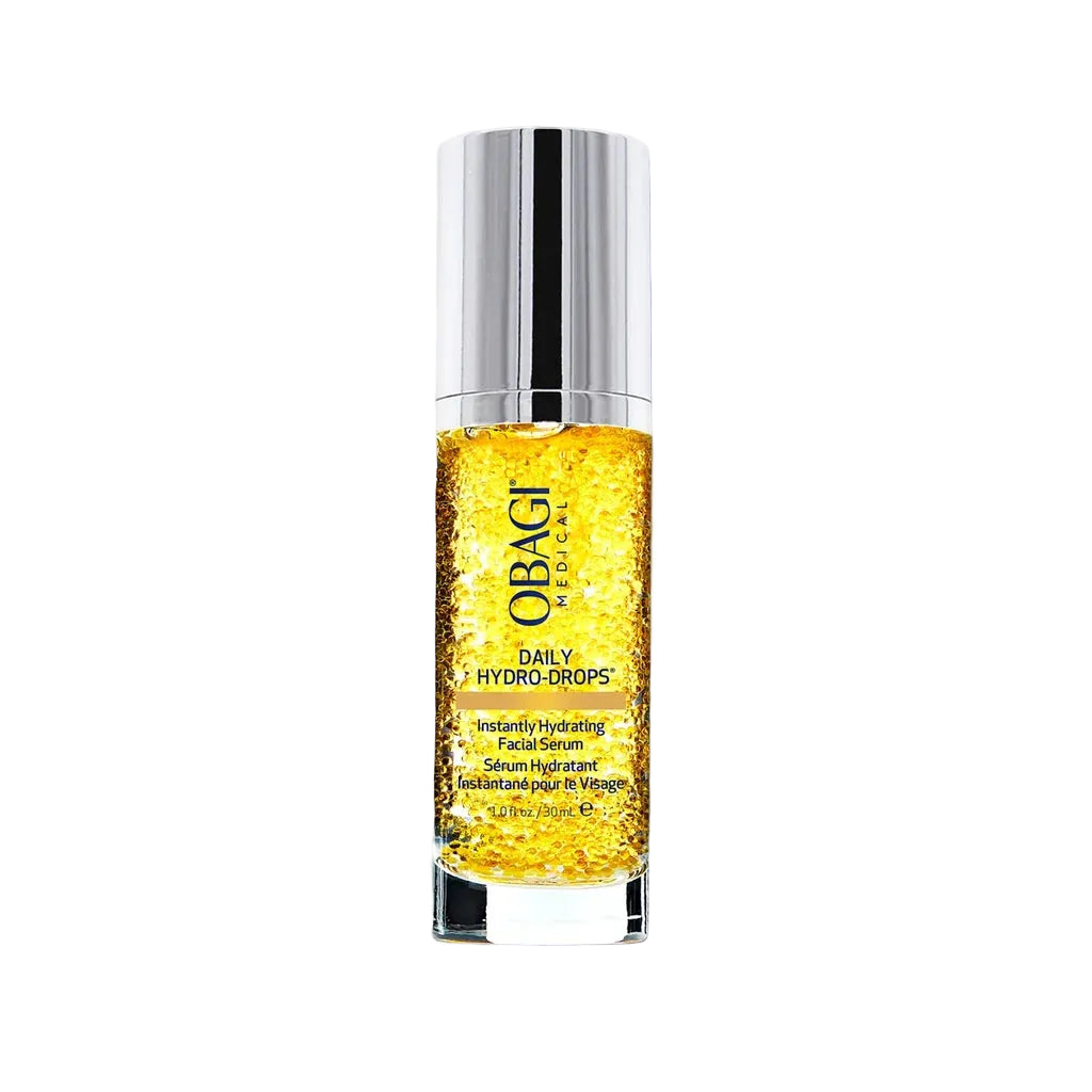 Obagi Daily Hydro Drops facial serum bottle on a gray background