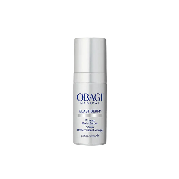 Obagi Elastiderm serum bottle on a light gray background