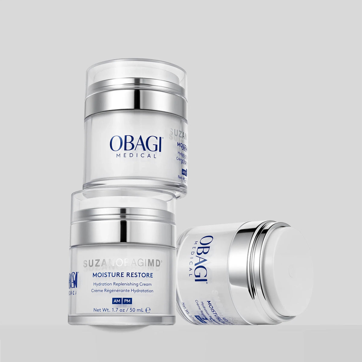 Obagi skincare products on a light gray background