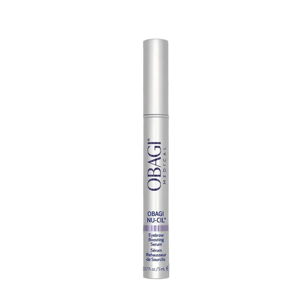 Obagi Nu-Cil Eyebrow Boosting Serum applicator tube on a white background.