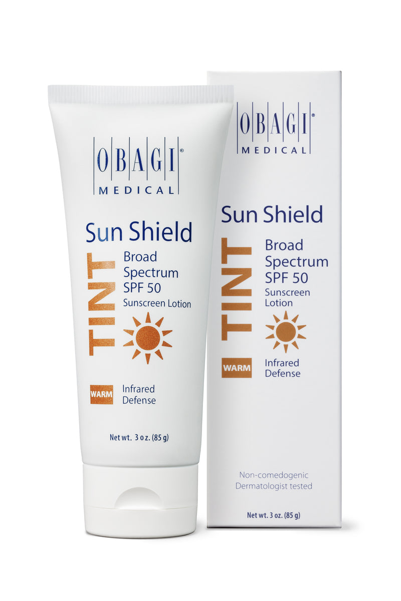 Sun Shield Tint Warm Broad Spectrum SPF 50 product with retail packaging