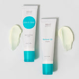 Elume Med Spa Obagi360 Retinol 0.5 and 1.0 cream tubes with product swatches on a white background